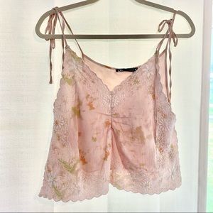 Zara Floral Lace/Tie Dye Slit Side Tank - NWT 🏷